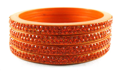 sukriti rajasthani orange lac bangles for women - set of 4