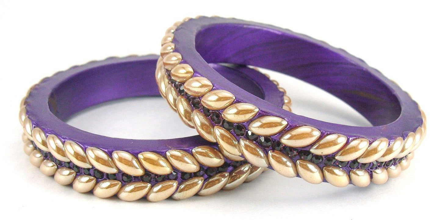 sukriti rajasthani purple lac bangles for women - set of 2