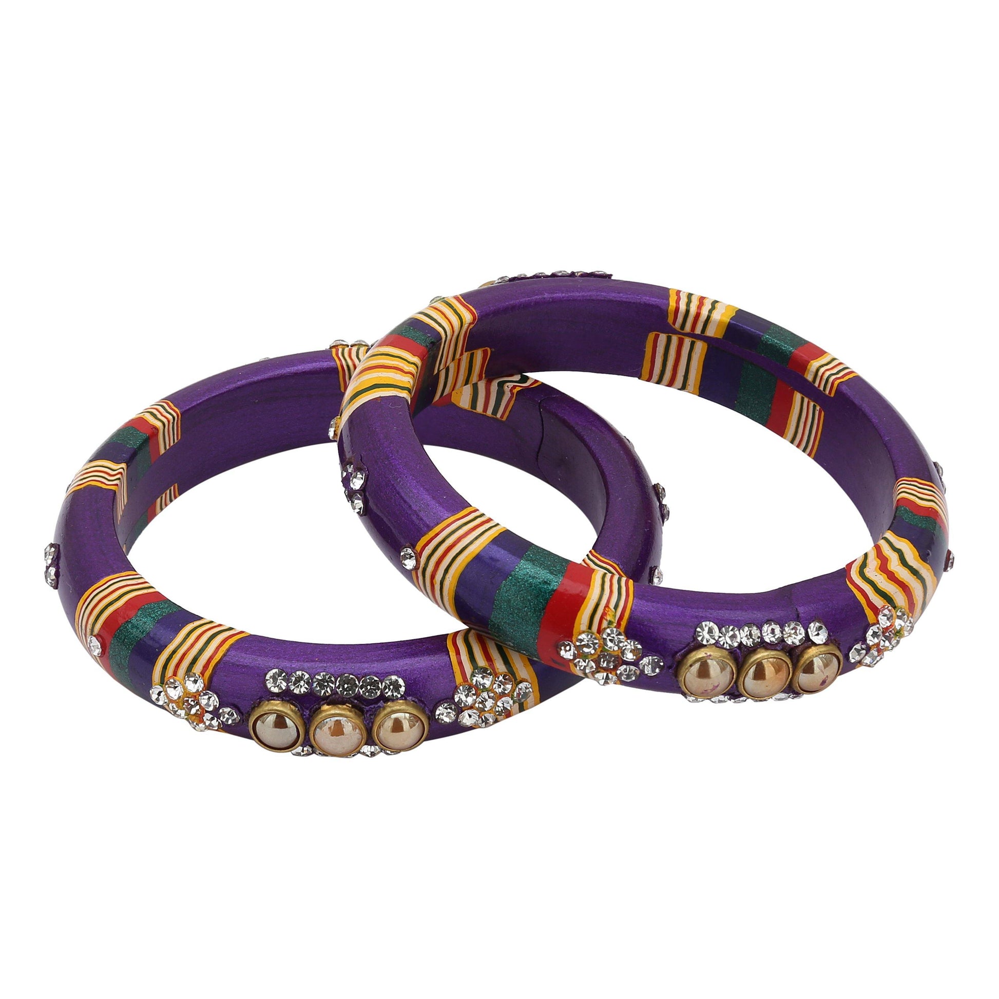 sukriti rajasthani purple lac bangles for women - set of 2