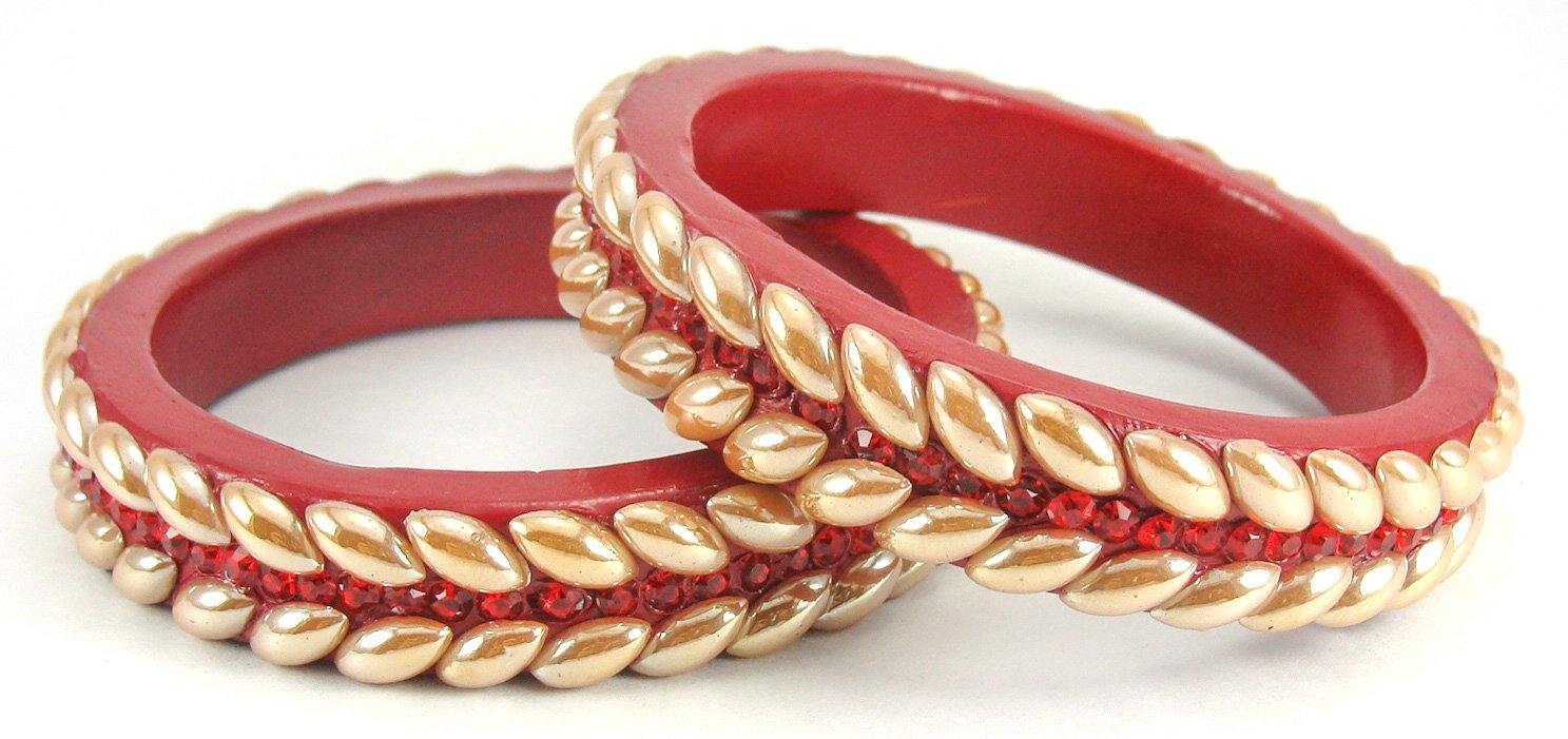 sukriti rajasthani red lac bangles for women - set of 2