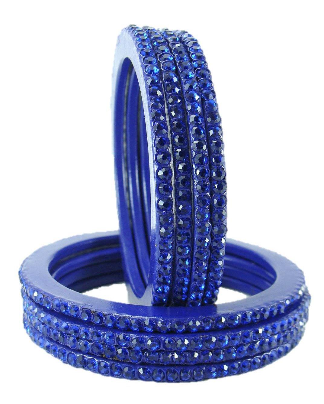 sukriti rajasthani traditional blue lac bangles for women - set of 8