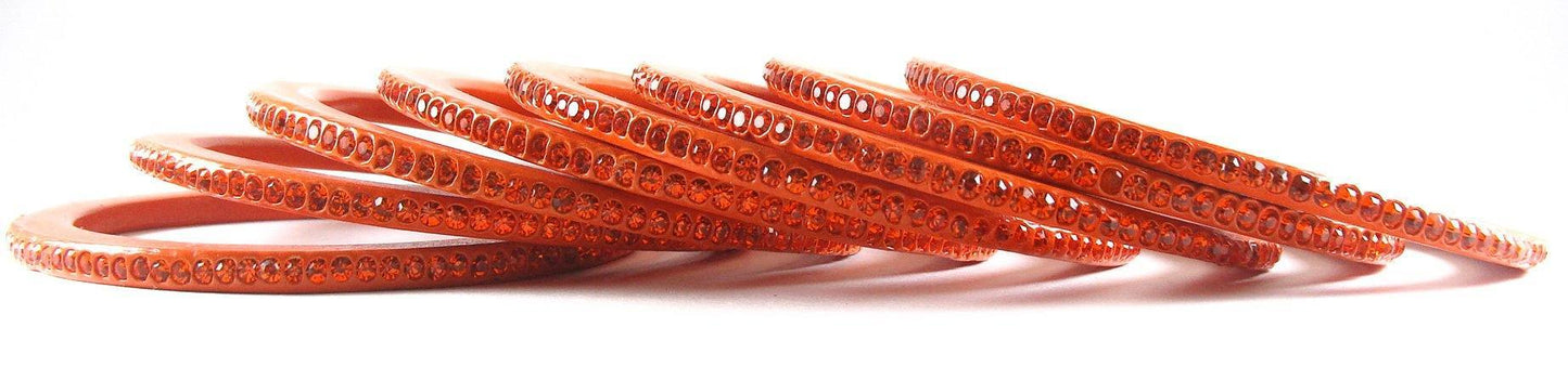 sukriti rajasthani traditional orange lac bangles for women - set of 8