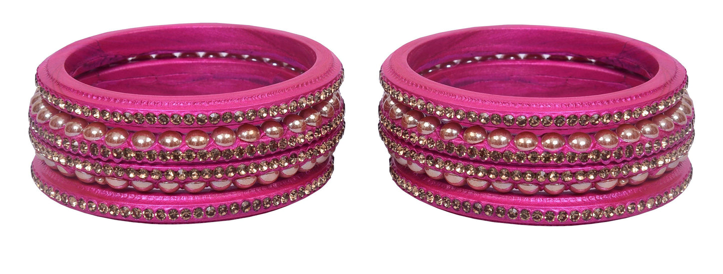 sukriti rajasthani wedding pink lac bangles for women - set of 6