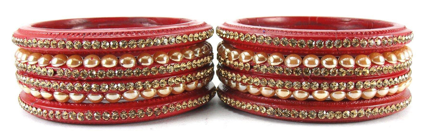sukriti rajasthani wedding red lac bangles for women - set of 6