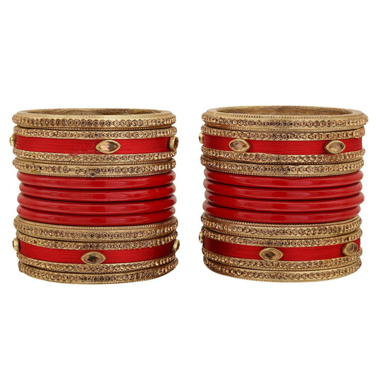 sukriti rajasthani wedding silk thread lac chuda red bangles bridal jewelry for women - set of 20