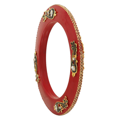 sukriti rajputi royal peacock embellished lac kada red bangles jewelry for women - set of 2