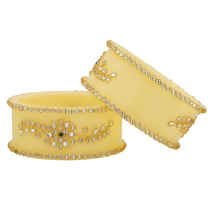 sukriti royal wedding kundan acrylic bracelet bangles bridal jewelry for women & girls - set of 2