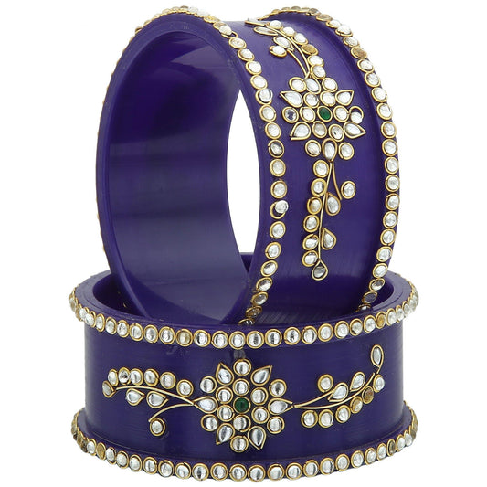 sukriti royal wedding kundan acrylic bracelet bangles bridal jewelry for women & girls - set of 2