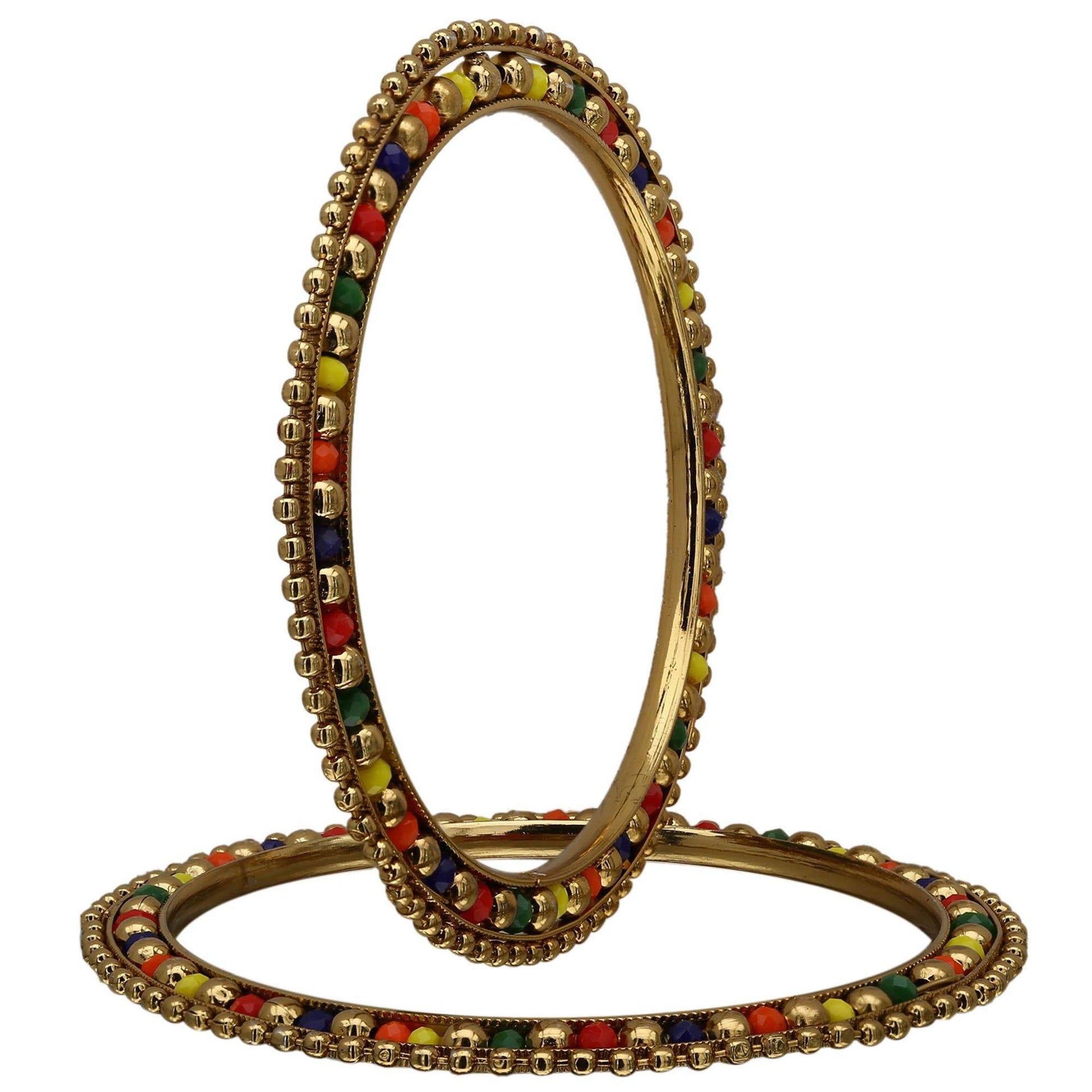 sukriti stylish multicolor beads metal bangles for girls & women – set of 4