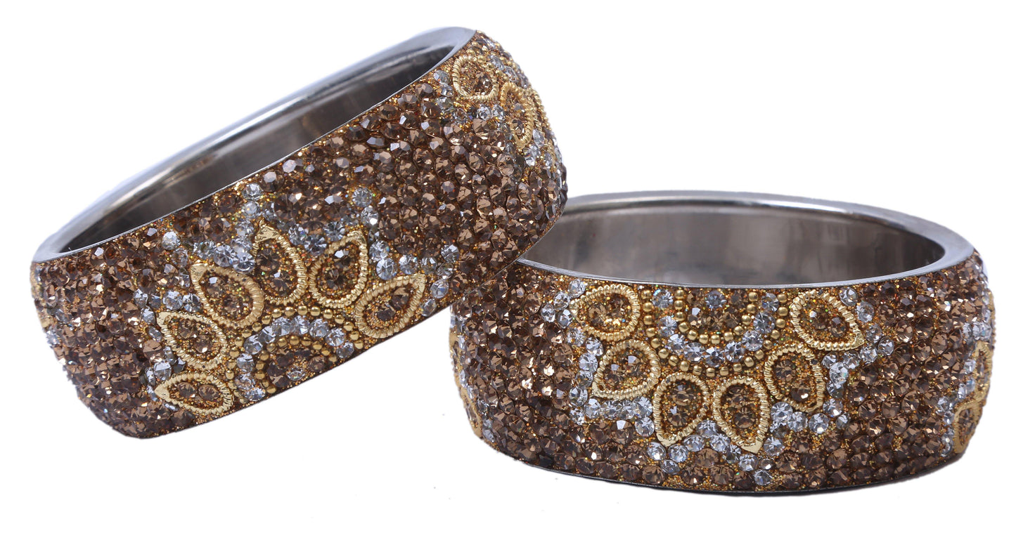 sukriti traditional fashion party wear gold-white brass bangles bracelet for women & girls - set of 2