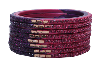 sukriti traditional pink-purple lac bangles for women - set of 8