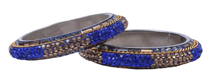 sukriti traditional stylish party-wear blue brass bangles bracelet for women & girls - set of 2