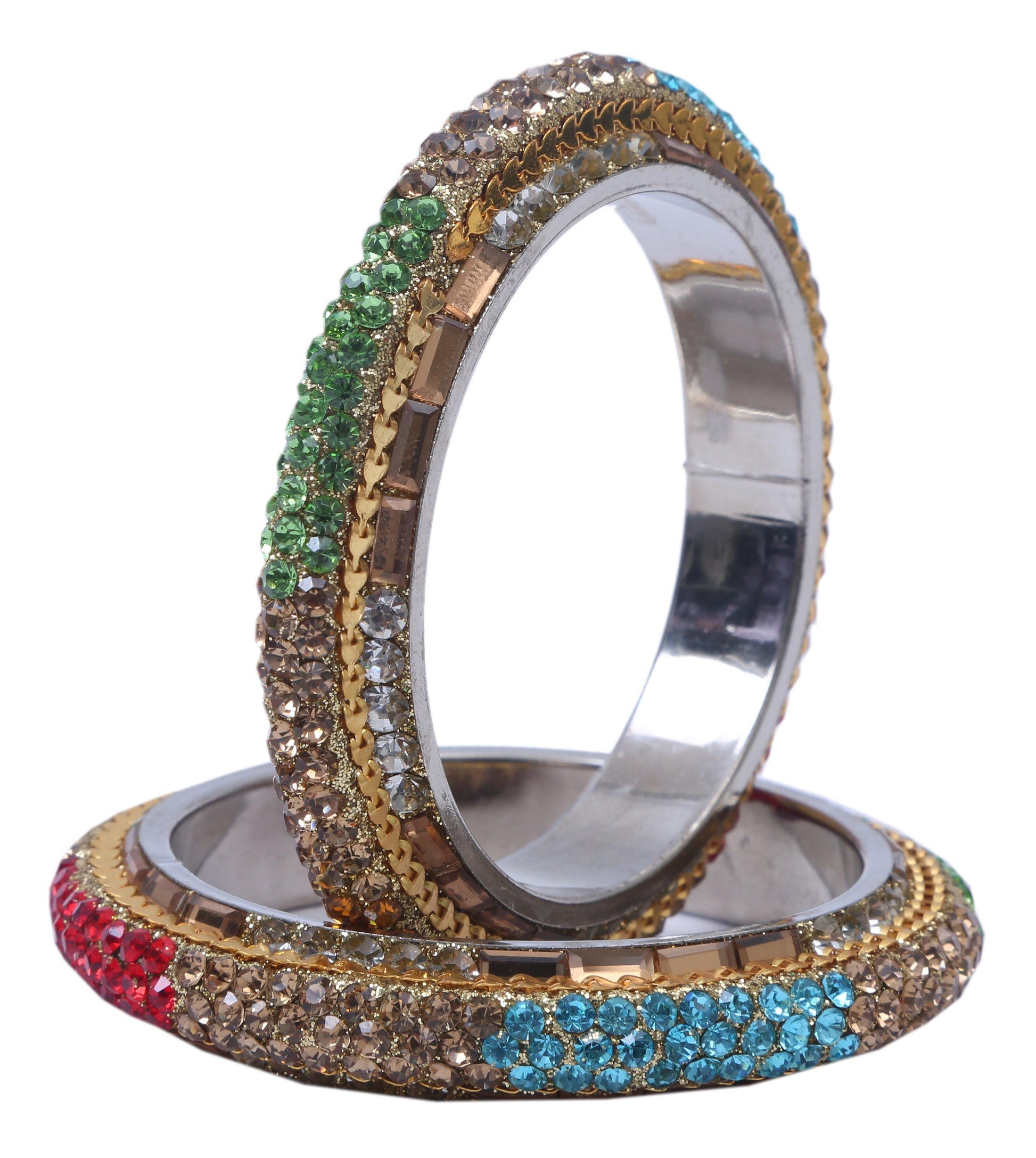 sukriti traditional stylish party-wear multi color brass bangles bracelet for women & girls - set of 2