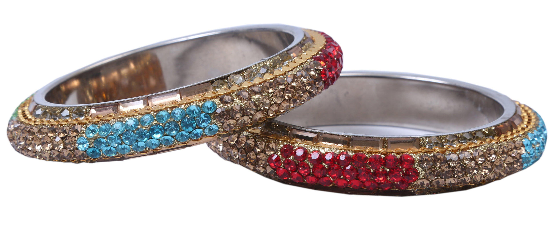 sukriti traditional stylish party-wear multi color brass bangles bracelet for women & girls - set of 2