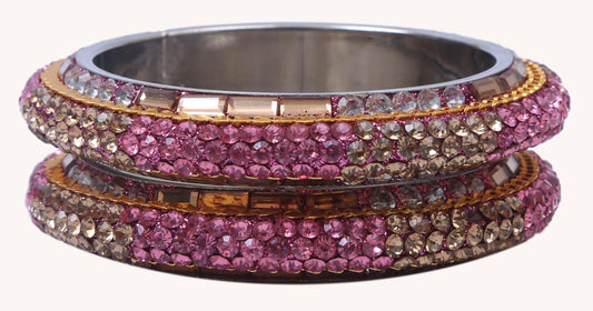 sukriti traditional stylish party-wear pink brass bangles bracelet for women & girls - set of 2