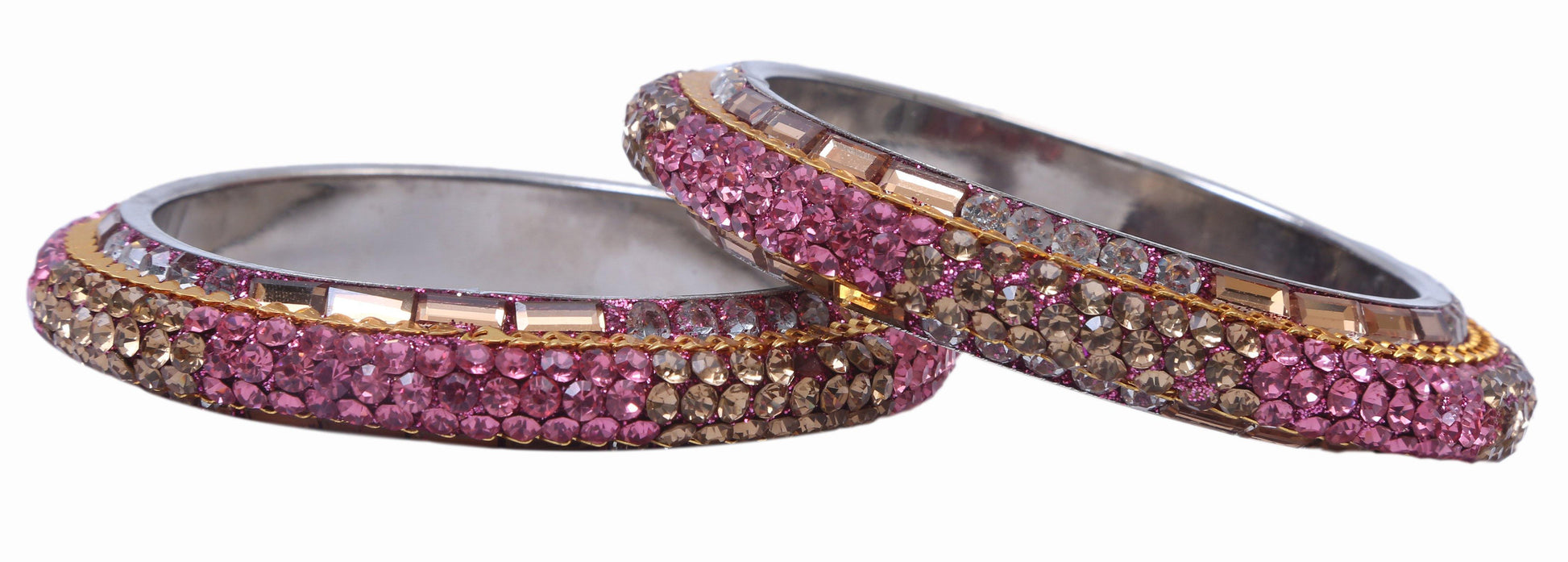 sukriti traditional stylish party-wear pink brass bangles bracelet for women & girls - set of 2