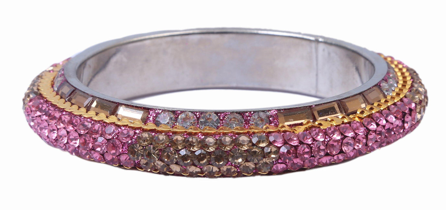 sukriti traditional stylish party-wear pink brass bangles bracelet for women & girls - set of 2