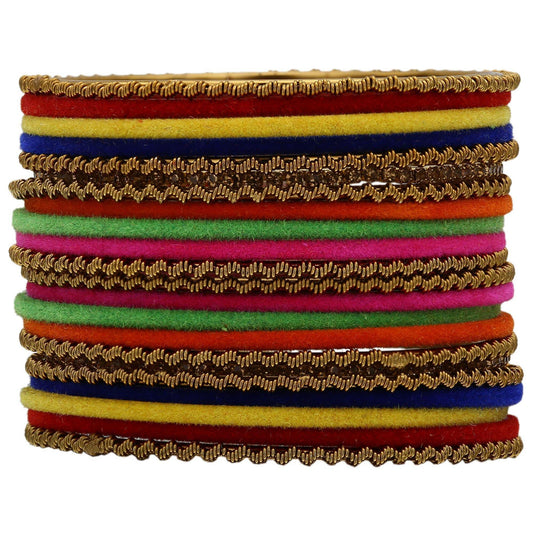 sukriti velvet metal bracelet bangle set fashion jewelry for girls & women – set of 22